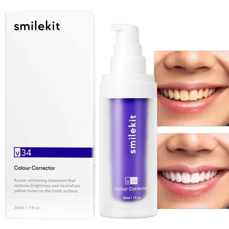 Creme dental branqueador SMILEKIT V34 - 30ml - Remove Manchas, Reduz o Amarelamento.