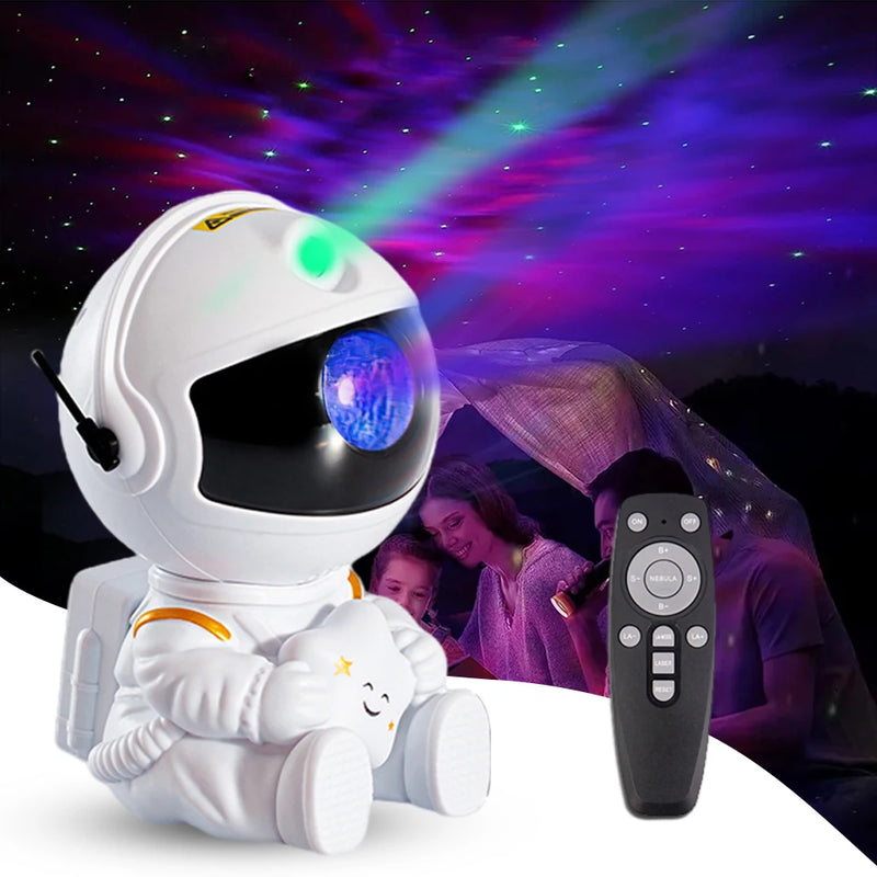 Luminária Astronauta Galáxia - Presente incrível para as crianças - Reproduz o céu estrelado em diversas cores controladas por controle remoto.