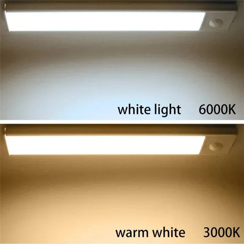 Luminária LED Recarregável, Sem Fio, com Sensor de Movimentos, Vários Tamanhos, Lâmpadas Frias ou Quentes.