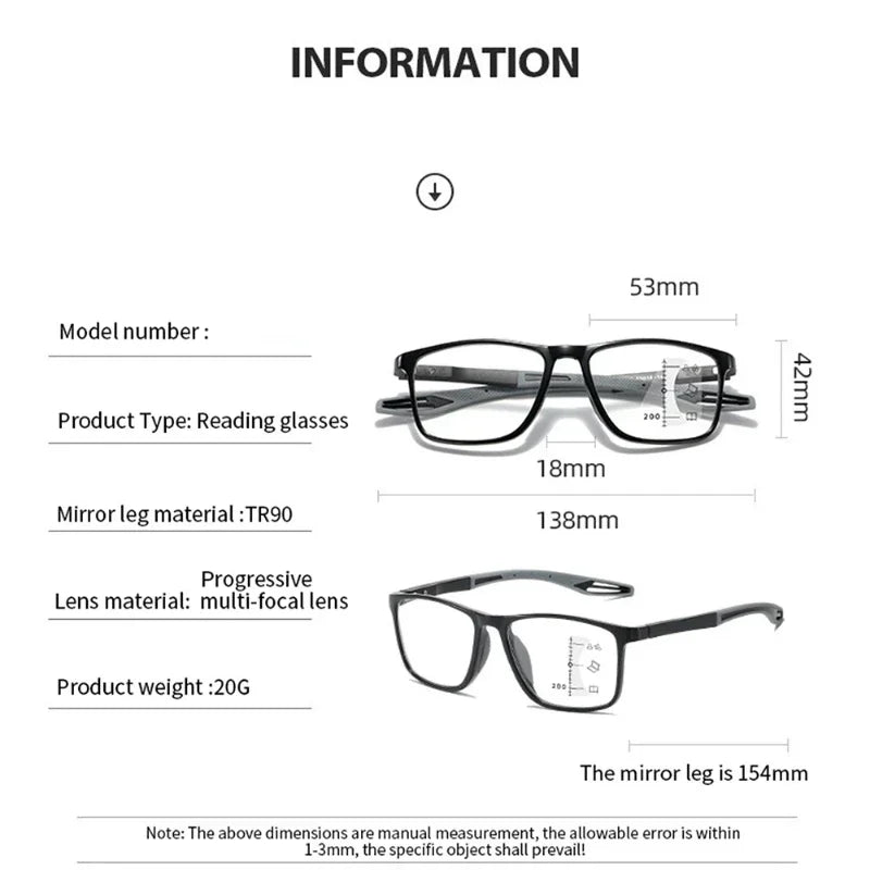 Óculos de Leitura TR90, Masculino, Anti-luz azul - Várias Cores de Armação.