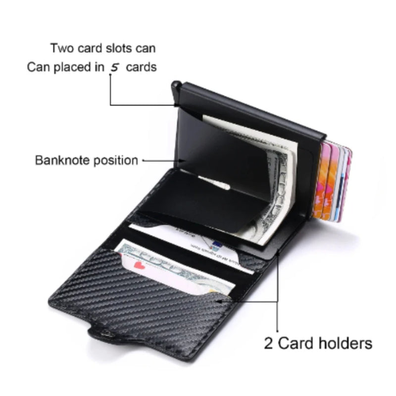 Carteira Masculina de Fibra de Carbono, Porta Cartões de Crédito
