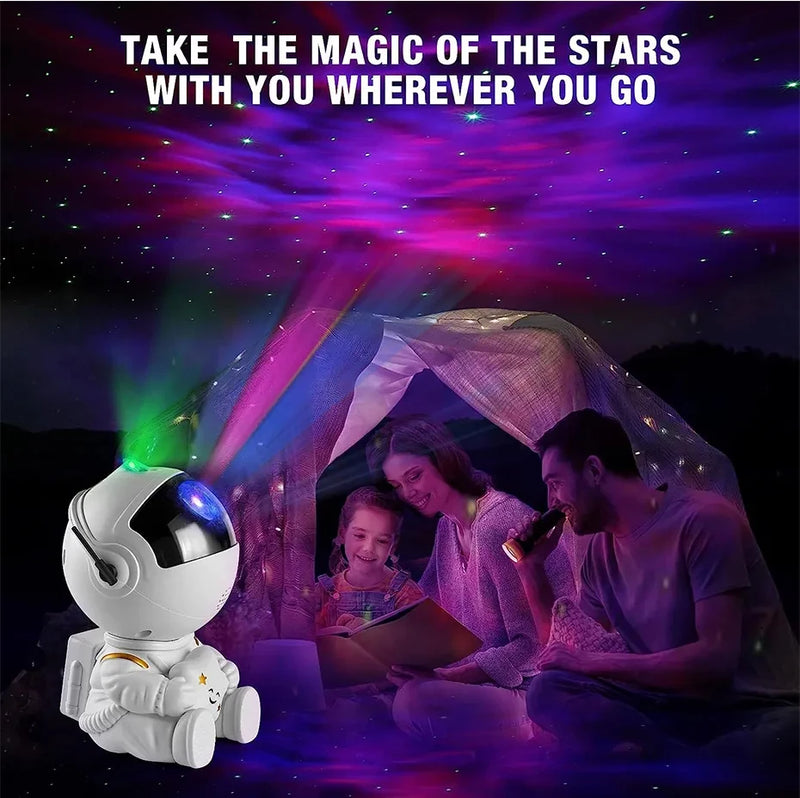Luminária Astronauta Galáxia - Presente incrível para as crianças - Reproduz o céu estrelado em diversas cores controladas por controle remoto.